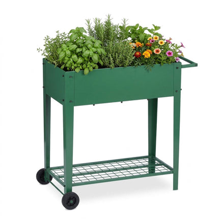 Potager surélevé mobile avec roues et bac de rangement