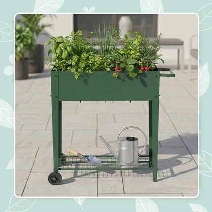 Potager surélevé mobile avec roues et bac de rangement