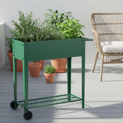 Potager surélevé mobile avec roues et bac de rangement