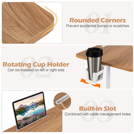 Bureau assis-debout mobile, réglable en hauteur avec panier de rangement