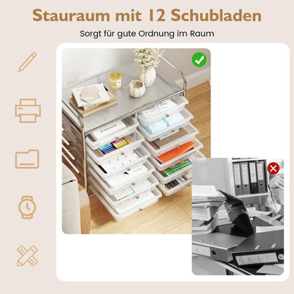 Rollwagen mit 12 stapelbaren Schubladen