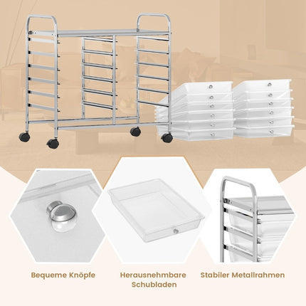 Rollwagen mit 12 stapelbaren Schubladen