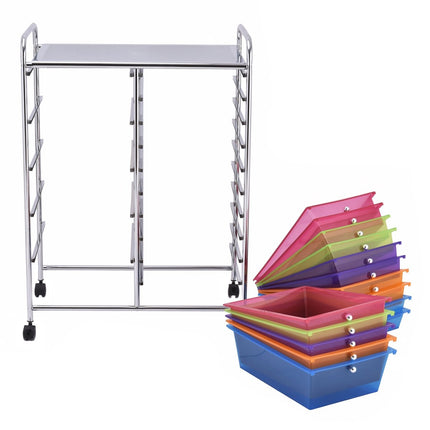 Chariot de rangement mobile avec 15 tiroirs empilables, cadre en métal