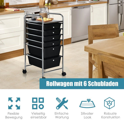 Rollwagen mit 6 stapelbaren Schubladen, Metallgestell