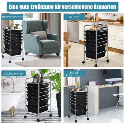 Rollwagen mit 6 stapelbaren Schubladen, Metallgestell