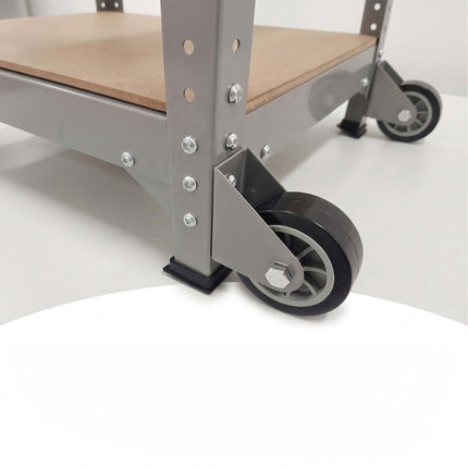 Établi mobile à roulettes, panneau perforé, hauteur réglable