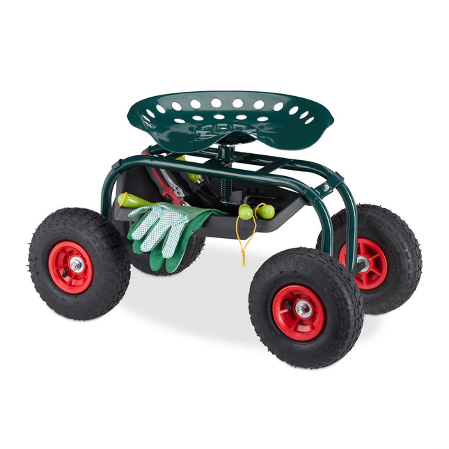 Mobile garden seat with storage