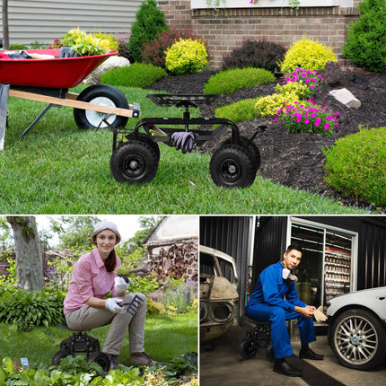 Mobiler Gartensitz mit Stauraum
