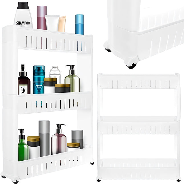 Étagère de cuisine mobile sur roulettes, blanc