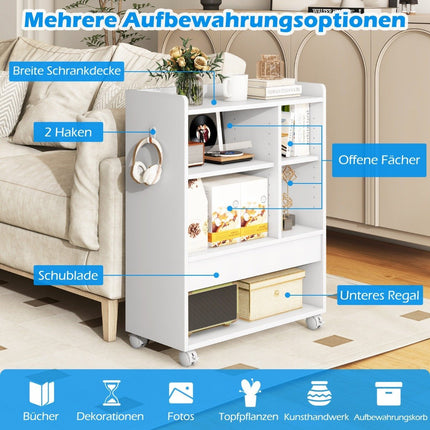 Mobiler Rollcontainer mit Schublade Büroschrank mit verstellbaren Böden weiß