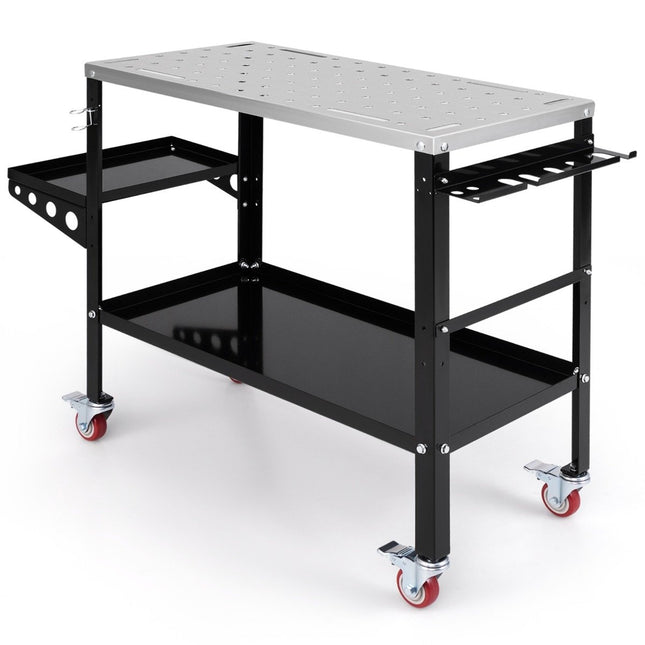 Table de soudage mobile avec trous de φ 1,6 cm, support à outils et 8 emplacements pour outils