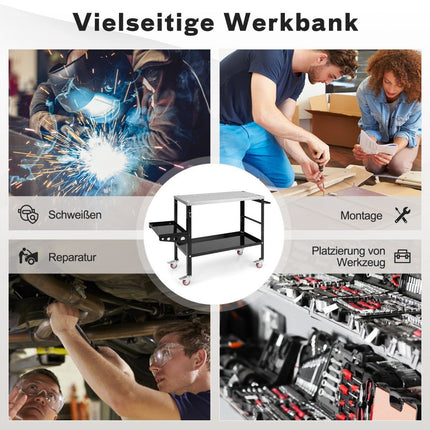 Mobile welding table with φ 1.6cm holes & tool stand & 8 tool slots