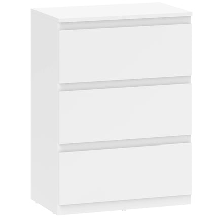 Commode moderne à 3 tiroirs, blanche, 55 x 34 x 75 cm