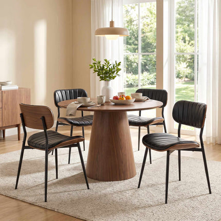 Chaises de salle à manger modernes en similicuir noir, lot de 2