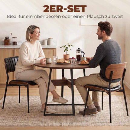Chaises de salle à manger modernes en similicuir noir, lot de 2