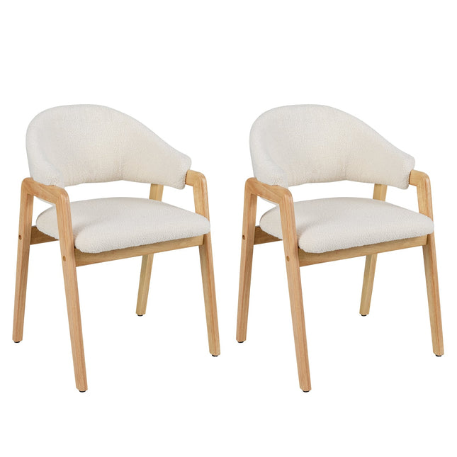 Ensemble de 2 chaises de salle à manger modernes, assise rembourrée, blanches
