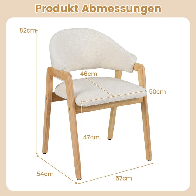Ensemble de 2 chaises de salle à manger modernes, assise rembourrée, blanches