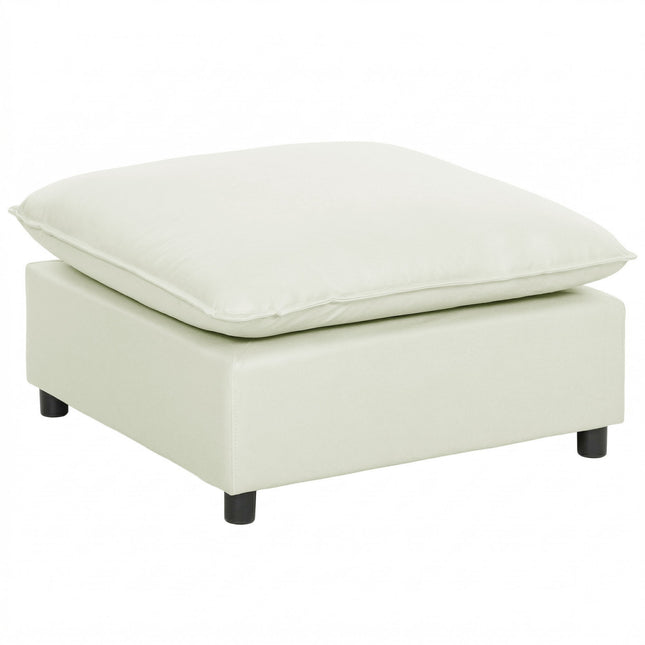 Pouf moderne en tissu avec pieds en plastique, 75 cm, blanc crème