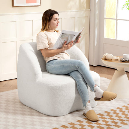 Moderner Fleece-Sessel – Gemütliches Cremeweiß für Zuhause