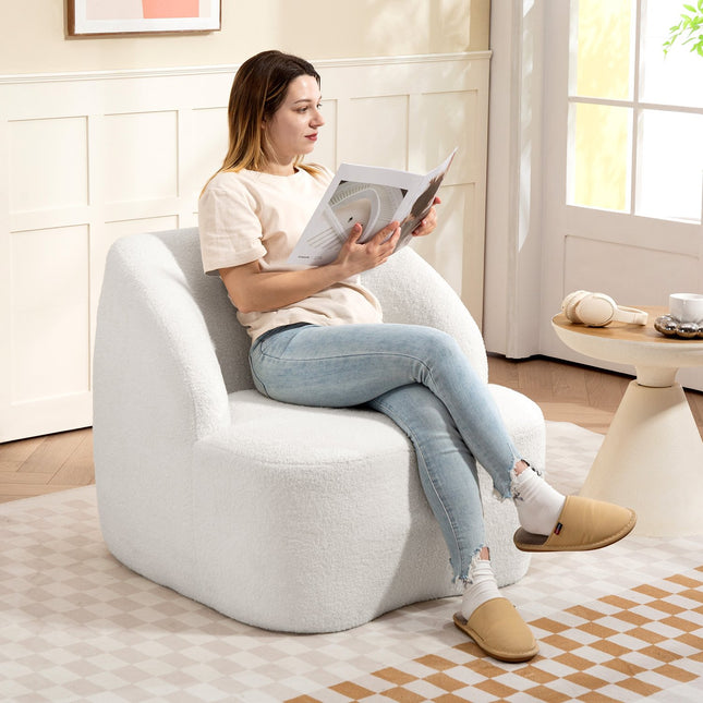 Moderner Fleece-Sessel – Gemütliches Cremeweiß für Zuhause