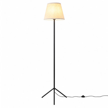 Lampadaire moderne avec abat-jour en tissu et pied trépied