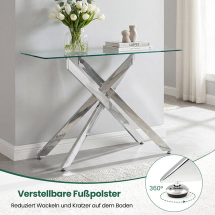 Moderner Glastisch – gehärtetes Glas & Metall