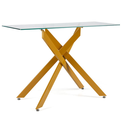 Console moderne en verre avec pieds en métal doré