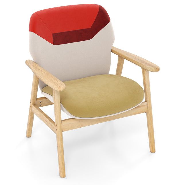 Moderner Lounge-Sessel mit Gummibaumholzrahmen und Kissen