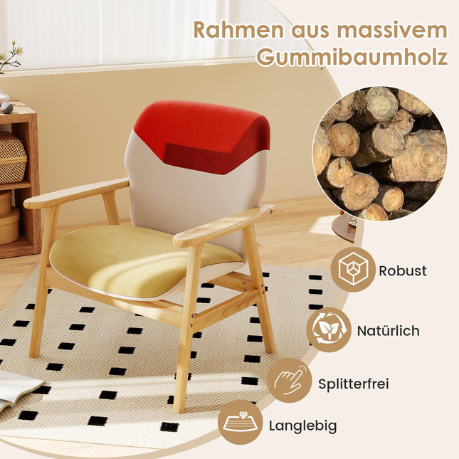 Moderner Lounge-Sessel mit Gummibaumholzrahmen und Kissen