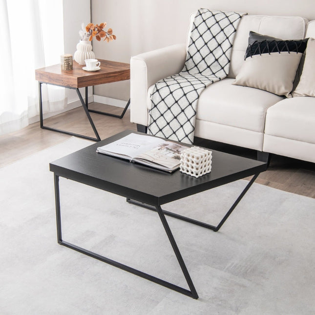 Modernes Beistelltisch-Set, Schwarz & Braun, 120x60x46 cm