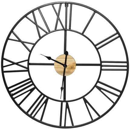 Silent vintage 60cm metal wall clock, Roman numerals