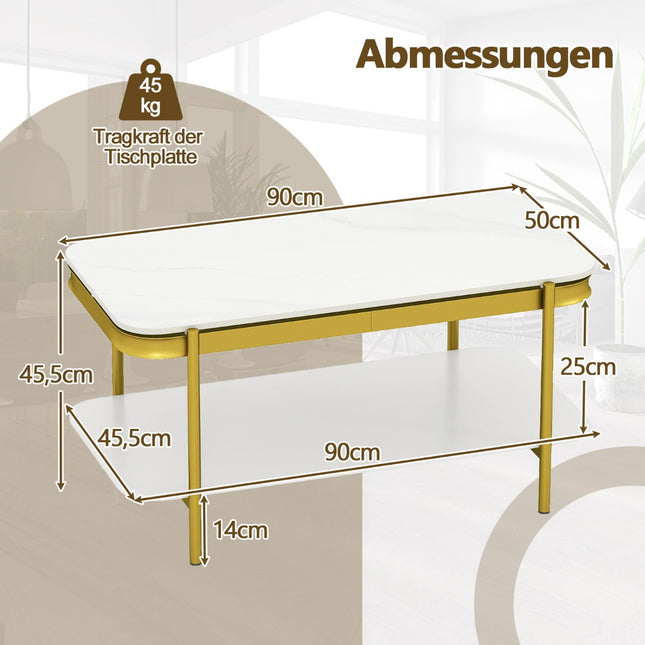 Moderner weißer Couchtisch mit gesinterter Steinplatte, Stauraum