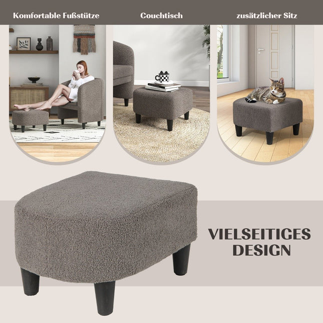Fauteuil rond moderne avec pouf fauteuil club rembourré avec repose-pieds gris
