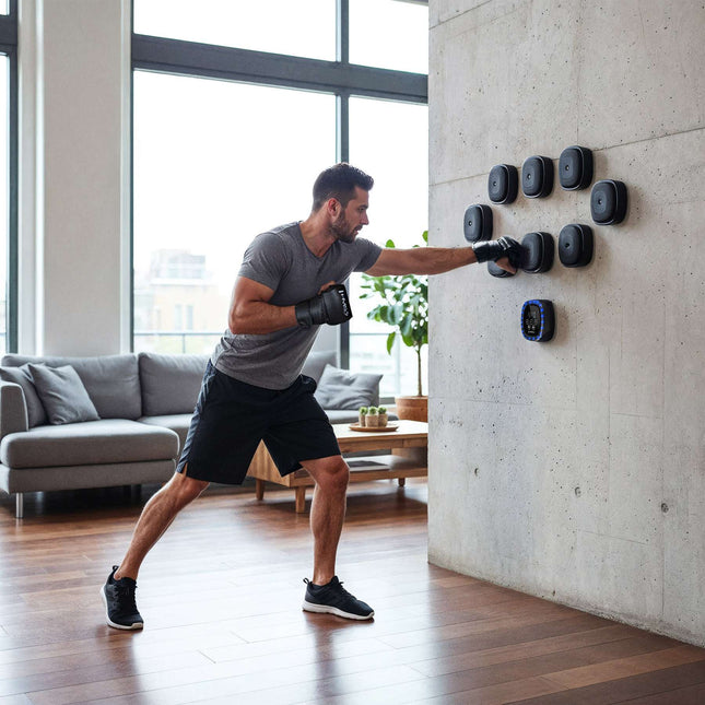 Modulare Boxwand mit Bluetooth & MMA-Handschuhen