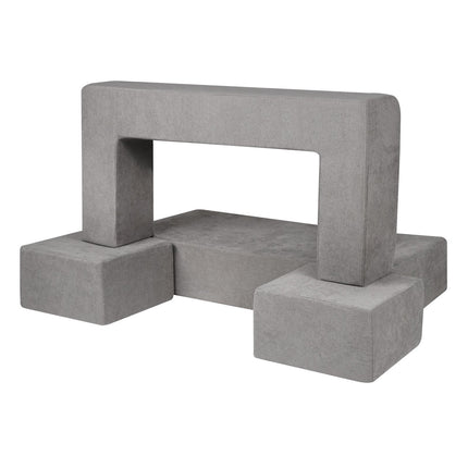 Modular Kids Play Couch, 4-Piece, Washable Cover, Grey
