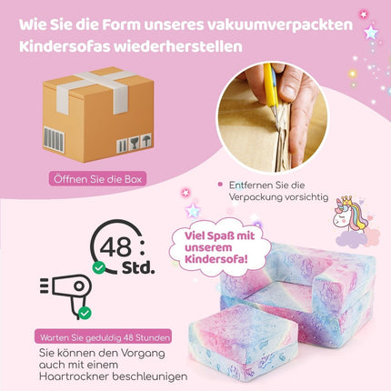 Modulares Kindersofa – im Dunkeln leuchtende Spielcouch, 71x53x34,5 cm