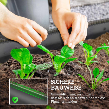 Potager surélevé modulaire, acier galvanisé, 150 x 62 x 30 cm