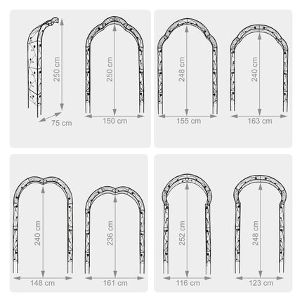 Modularer Rosenbogen, Rankhilfe aus Metall, 8-in-1