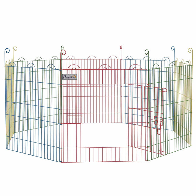 Parc modulaire en acier pour chiots avec porte verrouillable, Ø156x60 cm