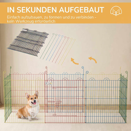 Parc modulaire en acier pour chiots avec porte verrouillable, Ø156x60 cm