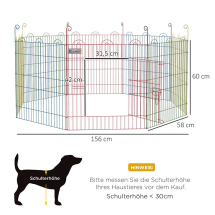 Parc modulaire en acier pour chiots avec porte verrouillable, Ø156x60 cm