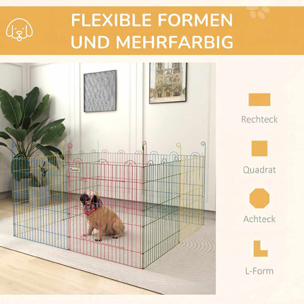 Parc modulaire en acier pour chiots avec porte verrouillable, Ø156x60 cm
