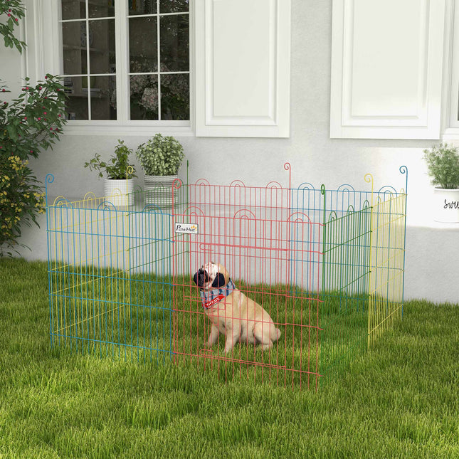 Parc modulaire en acier pour chiots avec porte verrouillable, Ø156x60 cm