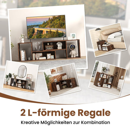 Modulares TV-Möbel mit L-förmigen Regalen für 60-Zoll-Fernseher