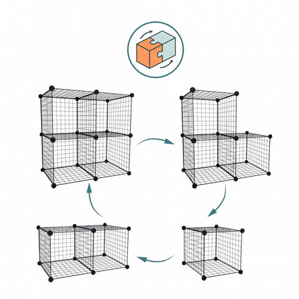 Ensemble d'étagères modulaires en fil métallique - Rangement à clipser