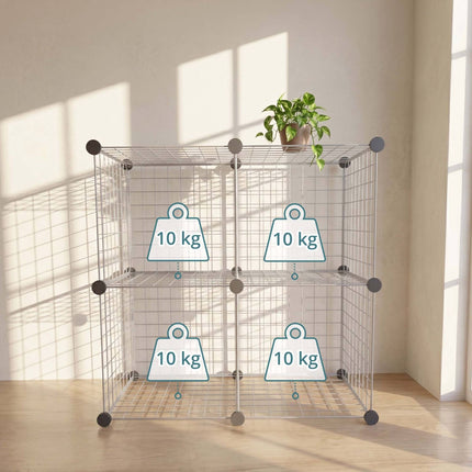 Ensemble d'étagères modulaires en fil métallique - Métal, à enclenchement par clic
