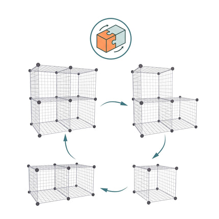 Ensemble d'étagères modulaires en fil métallique - Métal, à enclenchement par clic