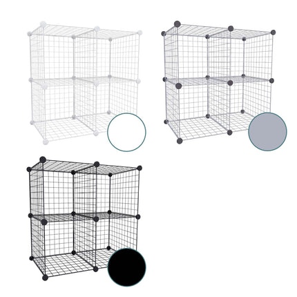 Ensemble d'étagères modulaires en fil métallique - Métal, à enclenchement par clic
