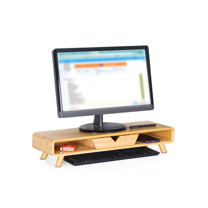 Monitorständer mit Schublade – Bambus, ergonomisches Design