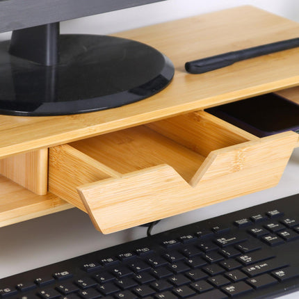 Monitorständer mit Schublade – Bambus, ergonomisches Design